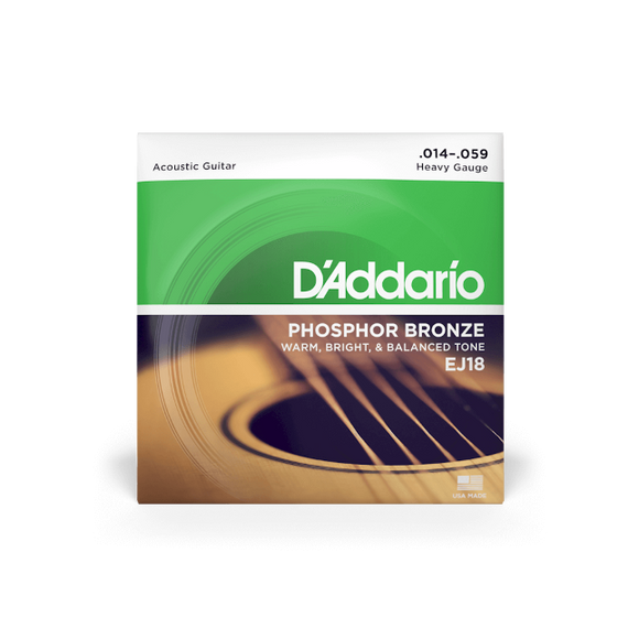 D'Addario – Heavy 13-56, Phosphor Bronze Acoustic Guitar Strings, EJ18