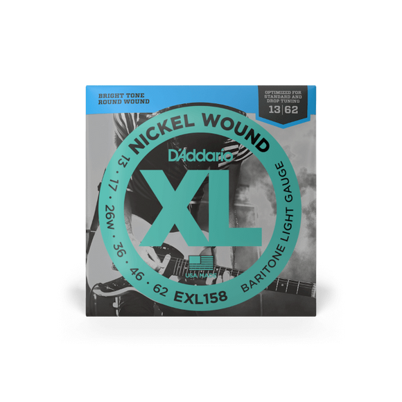 D'Addario – XL 13-62, Baritone Light, Nickel Wound Electric Guitar Strings, EXL158